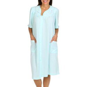 406 Jasmine Rose Womens Solid Embroidered Blister Snap Robe Size: Small